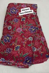 Tissu Chinon Pur Exquis, Tissu en Soie Chinon Pur avec Broderie Florale Numérique Artisanale, Une Couture Ethnique de Luxe - Product Image 4