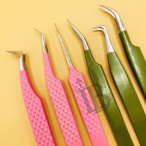 Pinces à cils roses, pinces à 45 degrés, pinces courbées en vison, pinces à volume, prise ferme, prise solide, logo offert - Product Image 1