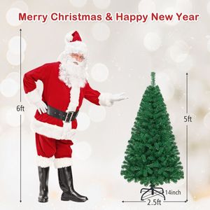 Albero di Natale Artificiale in PVC da 5/6 Piedi con Supporto in Metallo Solido, Elegante Decorazione Natalizia - Product Image 4