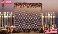 Superbe décoration murale de bougies pour scène de Walima musulmane, toile de fond murale de bougies pour scène de mariage royal, USA