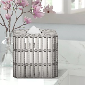 Caja de pañuelos de diseño con acabado plateado de lujo, perfecta para decoración de bodas, entretenimiento de invitados y ocasiones especiales, procedente de la India. - Product Image 4