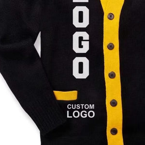 Nuevo 2026: Camiseta de punto informal para hombre, de alta calidad, transpirable, negra y dorada, con cuello en V y cierre de botones, ideal para hermandades universitarias. - Product Image 4