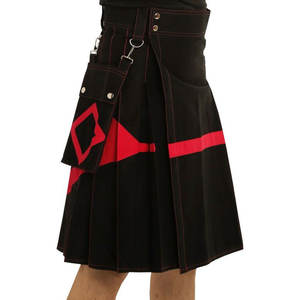 Kilt utilitaire en coton noir pour homme avec accents rouges et poches cargo 2026 - Product Image 2