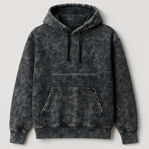 Sweat-shirt à capuche pour homme, épais, délavé à l'acide, brodé, 500 GSM, 100% coton, coupe oversize, style streetwear vintage, pour l'hiver - Product Image 1