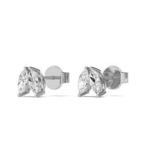 Élégantes boucles d'oreilles en or blanc 10K avec diamants de laboratoire, 1,07 CTW, forme marquise, 0,535 carats chacune, qualité de clarté, ornement de luxe - Product Image 4