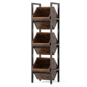 Étagère à épices en bois de manguier avec accents en laiton - Rangement de cuisine en gros - Product Image 6