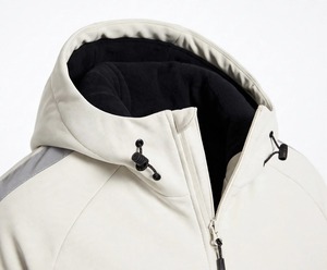 Ensemble de vêtements de sport d'hiver pour homme, veste à capuche en polaire polyester et pantalon, couleur unie, survêtement léger avec impression brodée - Product Image 4