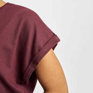 T-shirt pour femme à col rond et manches courtes, couleur unie, respirant, en coton tricoté, coupe ample, décontracté, à porter toute l'année - Product Image 3