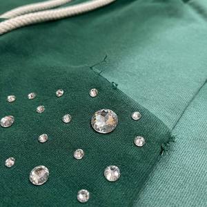 Pantalon de survêtement décontracté 2026 vert à strass, dégradé, coupe ample, style streetwear, taille élastique avec cordon de serrage, bas de tenue tendance - Product Image 3