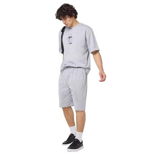 Men's Striped Cotton Knitted T-<b>Shirt</b> And Shorts Set Casual Summer Wear Breathable White - Product Image 1