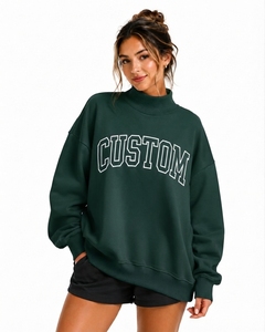 New Arrival Long Sleeves Mock Neck Drop Shoulder Solid <b>Pattern</b> Comfortable Quick Dry <b>Women's</b> Sweatshirt For Regular Wear - Product Image 1