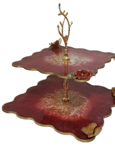 Customizable Eco-Friendly Handmade Epoxy Resin Tiered Serving <b>Stand</b> <b>3</b>-<b>Tier</b> Effect <b>Cake</b> Riser for Modern Wedding Parties Home - Product Image 1