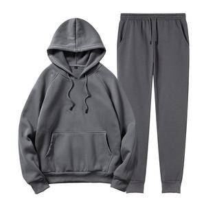 Custom Double <b>Knit</b> Sweat Suit Premium Cotton Blend Hoodie Jogger <b>Set</b> OEM Apparel Manufacturer Private Label Wholesale - Product Image 3