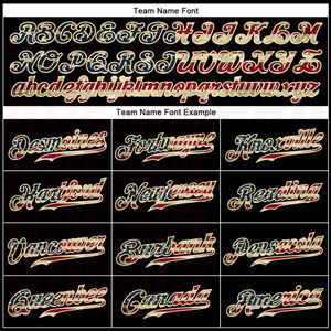 Camiseta de Béisbol Personalizada para Hombre, Camisetas con Logotipos Bordados, Uniformes Cosidos, Camiseta de Béisbol Auténtica Vintage Negra con Bandera de Estados Unidos Crema - Product Image 6