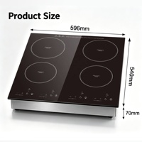 Table de cuisson à induction électrique encastrable 4 brûleurs, surface en verre, usage domestique