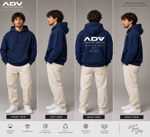 Sudadera con Capucha Unisex Personalizada para Otoño con Mochila Integrada, Corte Regular Informal, en Azul Marino, Poliéster/Algodón, Bolsillo Canguro - Product Image 2
