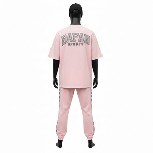 Ensemble 2 pièces homme en jersey de coton décontracté, t-shirt et pantalon jogger, tissu premium doux, 280 g/m², logo personnalisé thermocollé. - Product Image 2