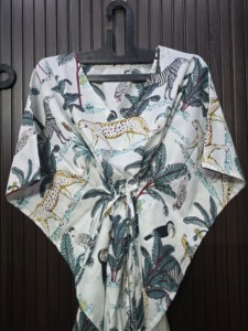 Animal Print V-neck Loose Sleeve Tea-Length <b>Bohemian</b> <b>Dress</b> for Women Casual Wear - Product Image 3