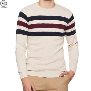 Pull chic pour homme à col rond, tricot texturé rayé, manches longues, décontracté, mode, chaud pour l'hiver, nouveauté - Product Image 1