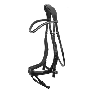 Harnais de cheval en cuir noir avec boucles métalliques et sangles réglables pour l'équitation et l'entraînement - Product Image 4