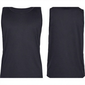 Custom Logo 100% Polyester 100% Cotton Men's Ribbed Eco-Friendly Workout <b>Tank</b> <b>Top</b> Breathable Sports Casual Dyed Blank <b>White</b> - Product Image 1