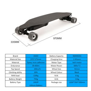 Portatile tutti i terreni Longboard elettrico Skateboard con doppia cintura motori nuovo telecomando per la vendita - Product Image 2