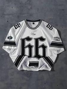 Camiseta de poliéster tejido con estampado digital de icono de coche de carreras, estilo casual urbano, transpirable, ecológica y antipilling. - Product Image 6