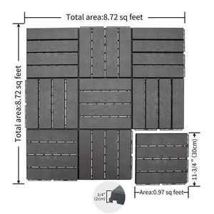 All-Weather Patio Composite Decking <b>Tiles</b> 12"x12" <b>Interlocking</b> Square Outdoor <b>Flooring</b> Four Slat Plastic Patio <b>Tiles</b> for All - Product Image 6