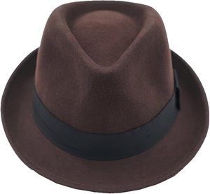 Chapeau Fedora en laine marron avec bande de ruban noir, unisexe, adulte, style formel, printemps, automne, style décontracté, 56-58 cm - Product Image 1