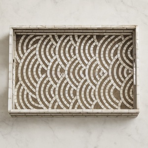 Plateau Feng Shui de Luxe Fait Main Écologique avec Incrustations en Os – Design Décoratif Élégant, Qualité Supérieure pour la Maison et la Cuisine (Idéal pour Servir) - Product Image 1