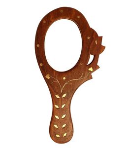 Wooden Hand <b>Mirror</b> Best Gift Item Handheld <b>Makeup</b> Vanity <b>Mirror</b> Decorative Wooden Dressing <b>Mirror</b> for Women Men Home Travel - Product Image 1