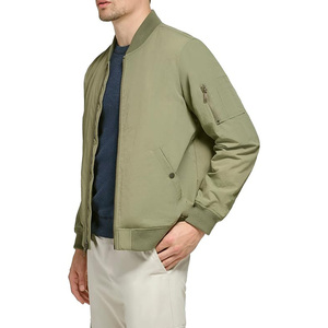 <b>Men</b>’s <b>Lightweight</b> <b>Casual</b> Bomber <b>Jacket</b> Stylish Ribbed Collar Elastic Cuffs Hem Smooth Zip Up Front Long Sleeves Convenient Side - Product Image 1