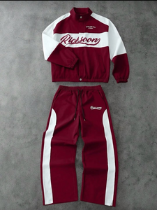 Unisex Vintage Sporty Terry <b>Jacket</b> Sweatpants Set Waterproof Windproof Breathable Outdoor Lightweight 100% Nylon <b>Shell</b> <b>Suit</b> - Product Image 2