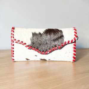 Bolso Bandolera Mini de Cuero de Vaca Estilo Bohemio Occidental Ecológico con Borlas y Cremallera, Cartera de Hombro Tipo Sobre de Piel con Pelo - Product Image 3