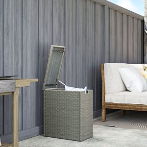 "17 Gallon Wicker Deck Storage <b>Box</b> with Acacia <b>Wood</b> Top for Patio Cushions & Garden <b>Tools</b>-Gray" - Product Image 2
