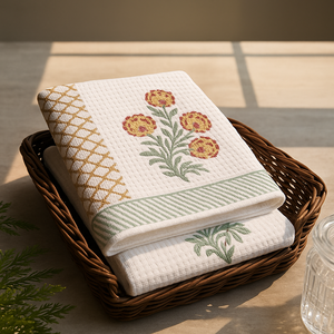 Serviette de cuisine vintage en coton recyclé tissé uni, écologique, séchage rapide, chiffon de nettoyage de vaisselle rectangulaire - Product Image 5
