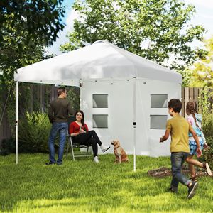 Tenda a baldacchino bianca 3x3 metri con pareti laterali e protezione solare regolabile in altezza con tasche portaoggetti - Product Image 2