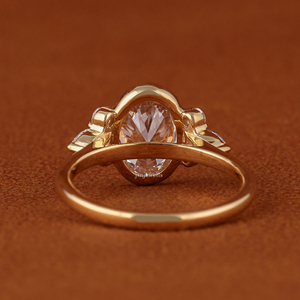 IGI Certified Oval Cut Lab Grown Diamond Bezel Set Engagement <b>Ring</b> 14k Solid Gold Cluster Promise <b>Ring</b> - Product Image 4