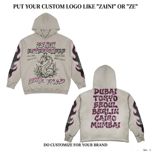 เสื้อฮู้ดดี้ผ้าคอตตอนถักคุณภาพพรีเมียม 420 GSM เป็นมิตรกับสิ่งแวดล้อม สีเบจ สำหรับงานปักโลโก้ตามแบบ OEM - Product Image 1