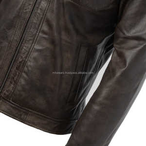 Vestes en cuir véritable MH Wholesale, logo personnalisé, marque privée, veste de motard pour homme, OEM ODM - Product Image 4