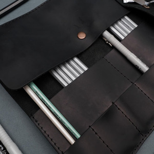 Kit d'artiste en cuir véritable de qualité supérieure, organiseur portable pour outils de dessin, fabrication OEM en marque privée, vente en gros - Product Image 4