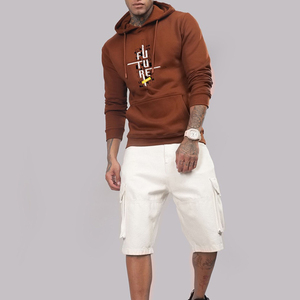 Sudadera con capucha extragrande de invierno para hombre, estilo hip hop urbano, con logo bordado, forro polar francés, teñido liso, a precio económico. - Product Image 4