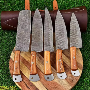 LEGACY BLADES Juego de Cuchillos de Cocina Profesionales de Acero de Damasco, Mango de Madera, 5 Piezas, Hechos a Mano, Cuchillos de Chef Afilados, Ambidiestros, para el Hogar - Product Image 3