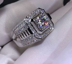 1 Carat Mens <b>Emerald</b> Cut Moissanite Luxury <b>Ring</b> Sterling <b>Silver</b> 14K Gold Plated Geometric Classic Engagement Anniversary Wedding - Product Image 3