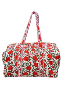 Indian Handmade Luxury Lightweight Block Print Quilted Cotton Duffle <b>Bag</b> for Women Travel & Shopping Bulk Orders - Product Image 4