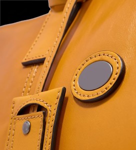 Mustard Yellow Genuine Leather Luxury Casual <b>Duffle</b> <b>Bag</b> Weekender Travel Tote Foldable Lightweight Eco-Friendly Large Capacity - Product Image 5