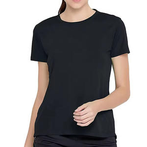 Camiseta informal de color sólido para mujer, elegante, de verano, corte regular, tejido personalizado, 100% algodón, talla grande, el mejor estilo, camisetas para mujer - Product Image 1