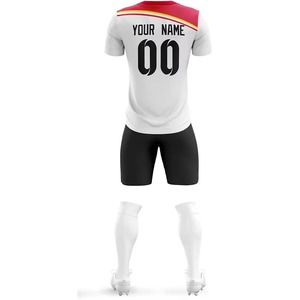 Conjunto de Camiseta de Fútbol Personalizada para Hombre, Degradado Rojo y Blanco, Manga Corta, Transpirable, Ajuste Atlético, para Todas las Temporadas, con Nombre del Equipo Impreso - Product Image 4