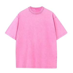 เสื้อยืดคอตตอนโอเวอร์ไซส์สำหรับผู้ชาย คอกลม แขนสั้น สีพื้น ผ้าเจอร์ซีย์ลำลอง ซักแล้ว ทรงหลวม สไตล์วินเทจ - Product Image 6