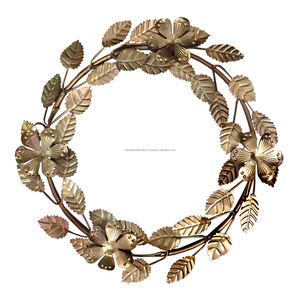 Classic <b>Christmas</b> <b>Wreath</b> High Golden Flower Leaf <b>Front</b> <b>Door</b> Wall Window Garden Areas Party Decorations-Wrought Ironn <b>for</b> Home - Product Image 1
